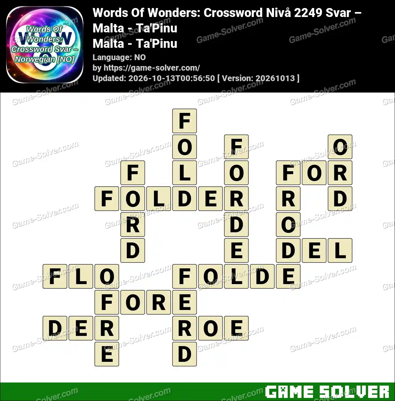 Words Of Wonders: Crossword Nivå 2249 Svar – Malta – Ta’Pinu